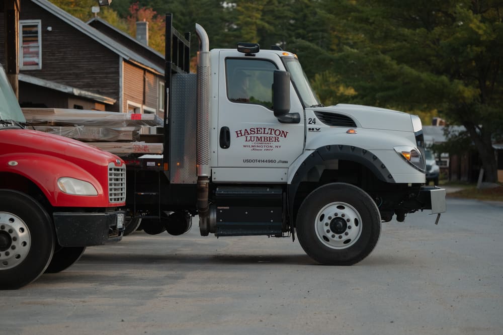 Haselton Lumber delivery truck ready for jobsite delivery coordination