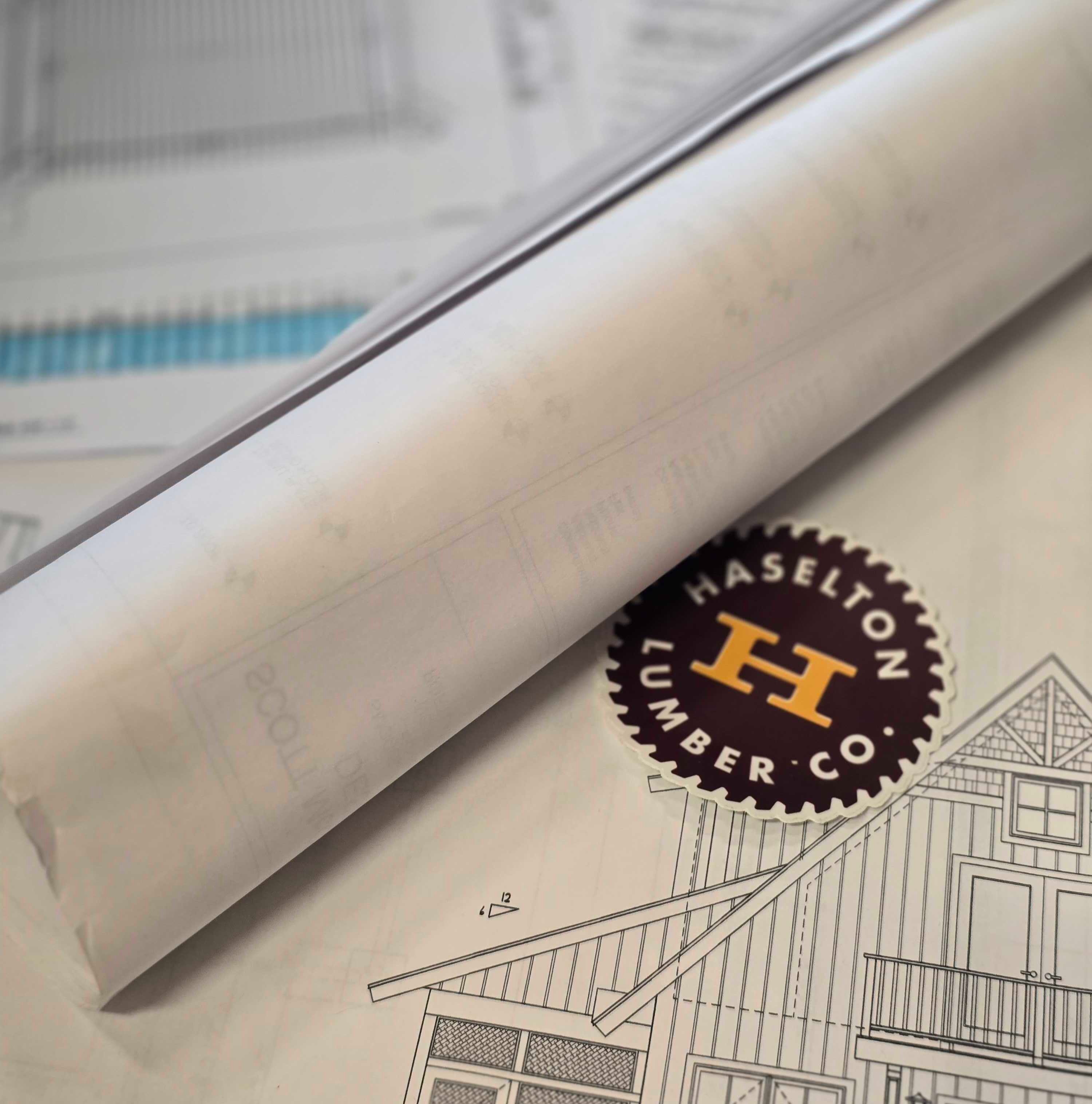 Project plans spread out for contractor estimating and material planning