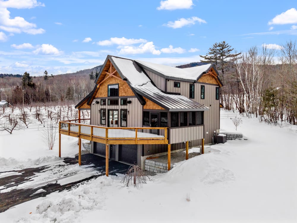 Custom Adirondack home showing exterior materials and detailing